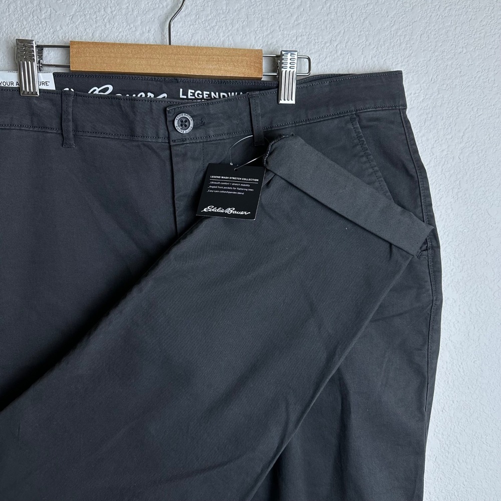 NEW Eddie Bauer‎ Women's Legend Wash Boyfriend Pants Carbon Gray Chino 14 Petite